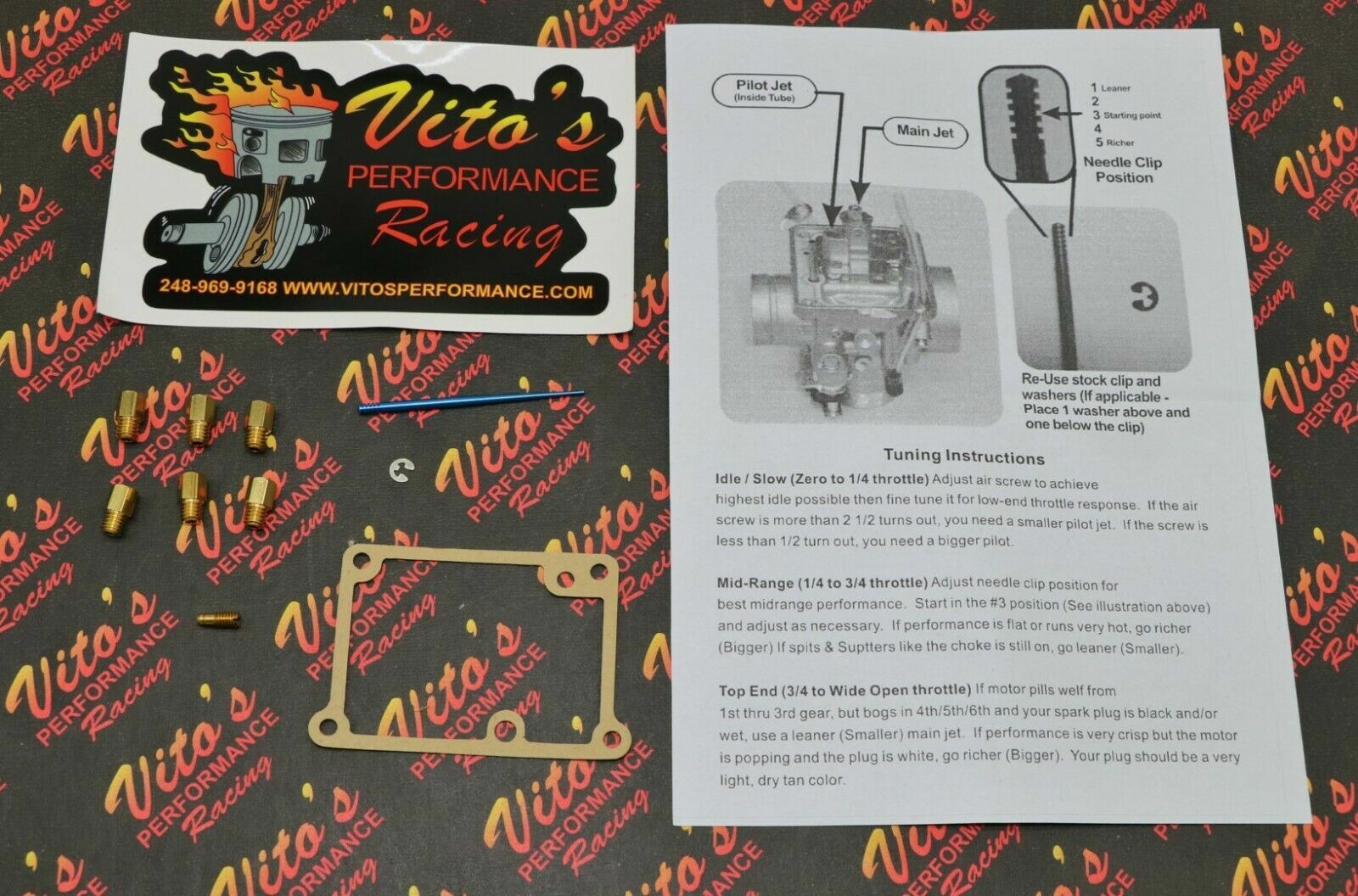 VITO’s Yamaha Blaster FULL JET KIT – 6 main jets – pilot – VITO’s BLUE needle
