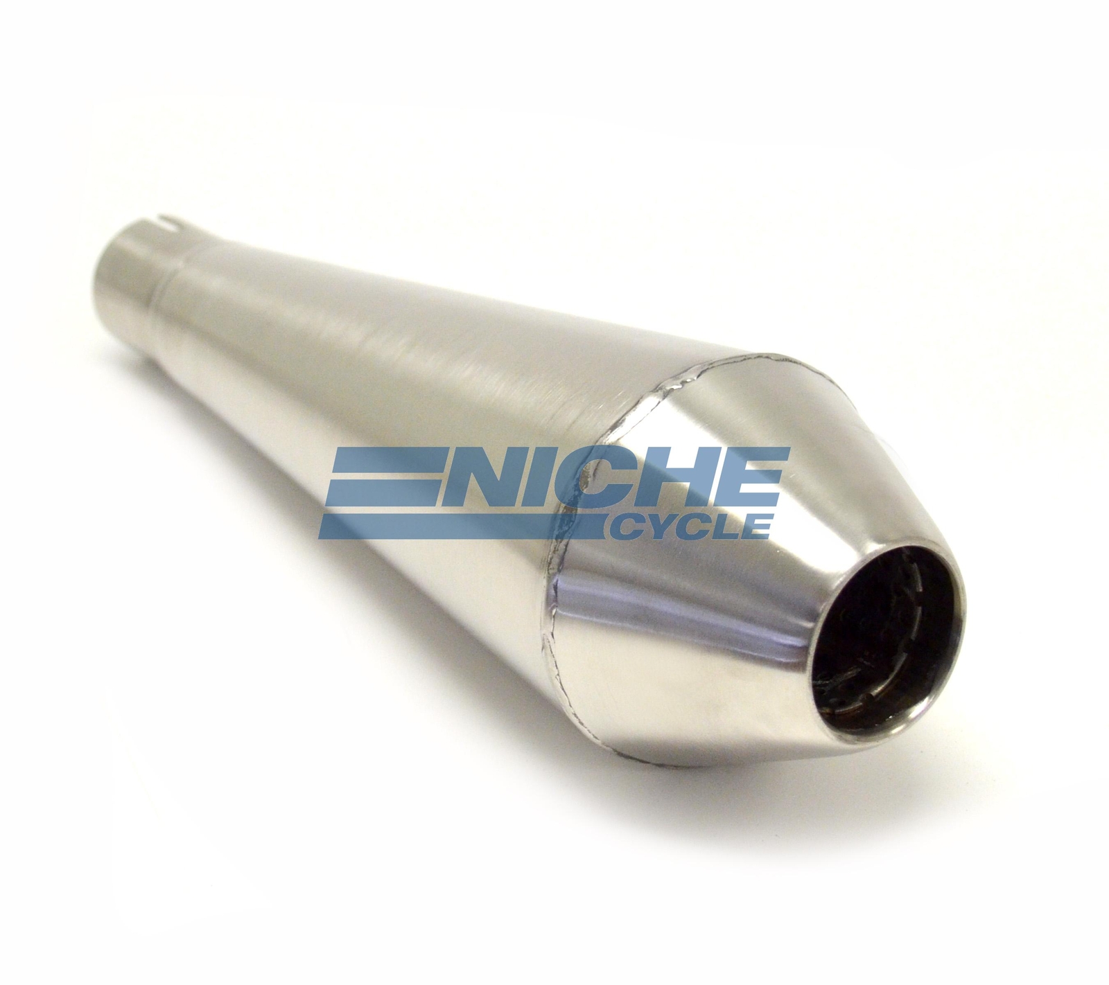 12″ Stainless Steel Performance Motorcycle Muffler Reverse Cone Brushed 1.5″