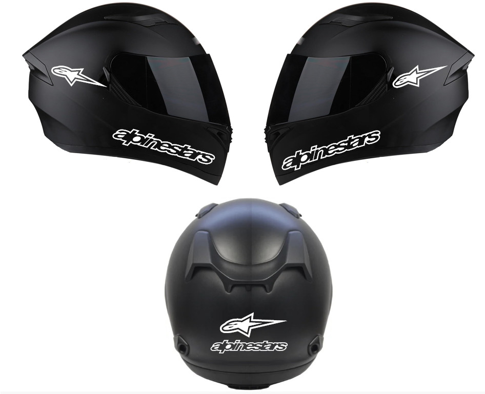 Helmet Vinyl decal 6 pcs set Alpinestars Motorcycle helmet decals, Sticker