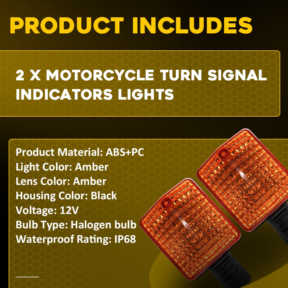 Pair Motorcycle Amber Turn Signal Lights Blinker for Honda NX125 NX250 1988-1990