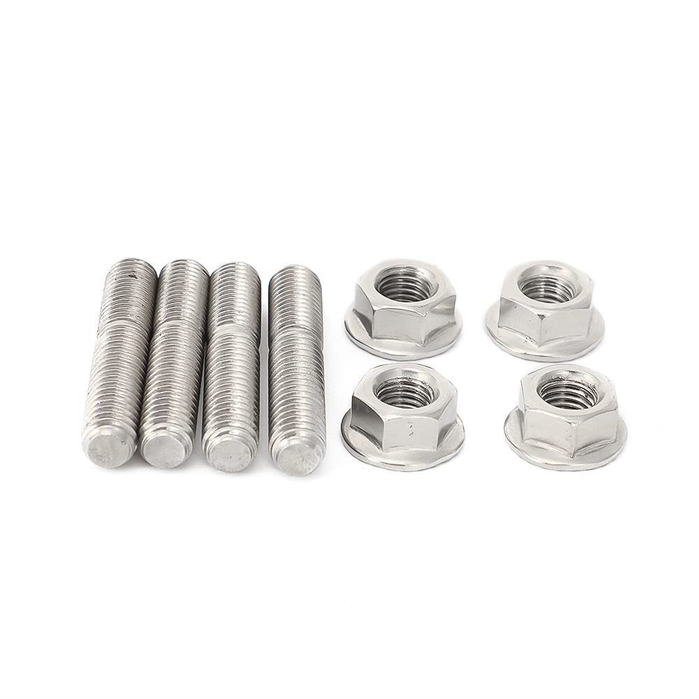 Harley Big Twin Sportster Exhaust Studs Nuts 3/8 Inch Zinc Chrome 8 Pcs