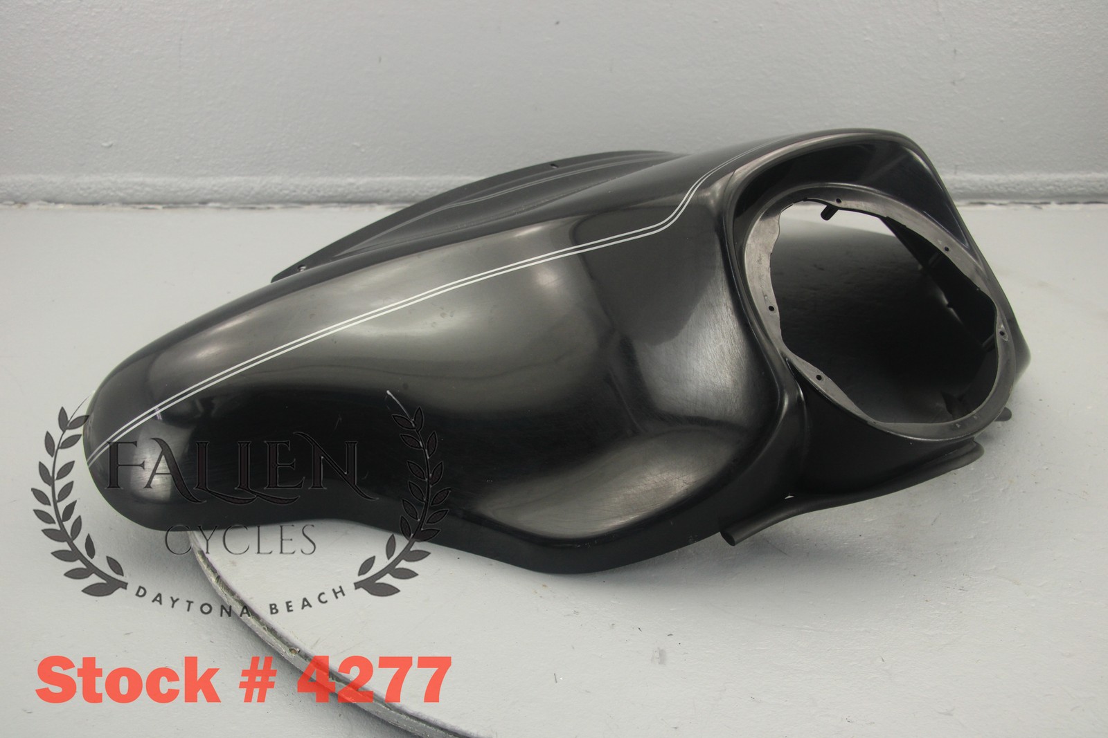 2008 Harley Electra Glide Front Outer Fairing VIVID BLACK SILVER STRIPES #4277