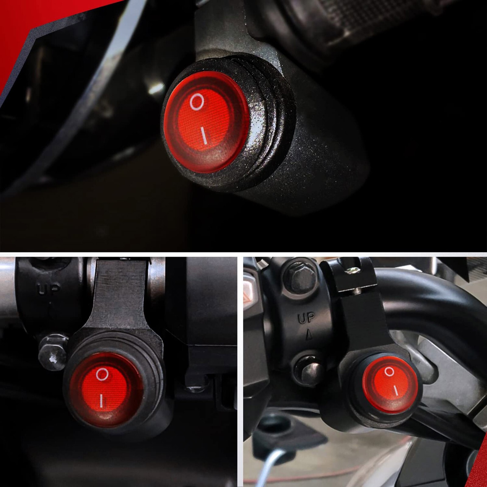 LED Motorcycle Switch ON OFF Handlebar Mount Push Button 12V Headlight Fog Light