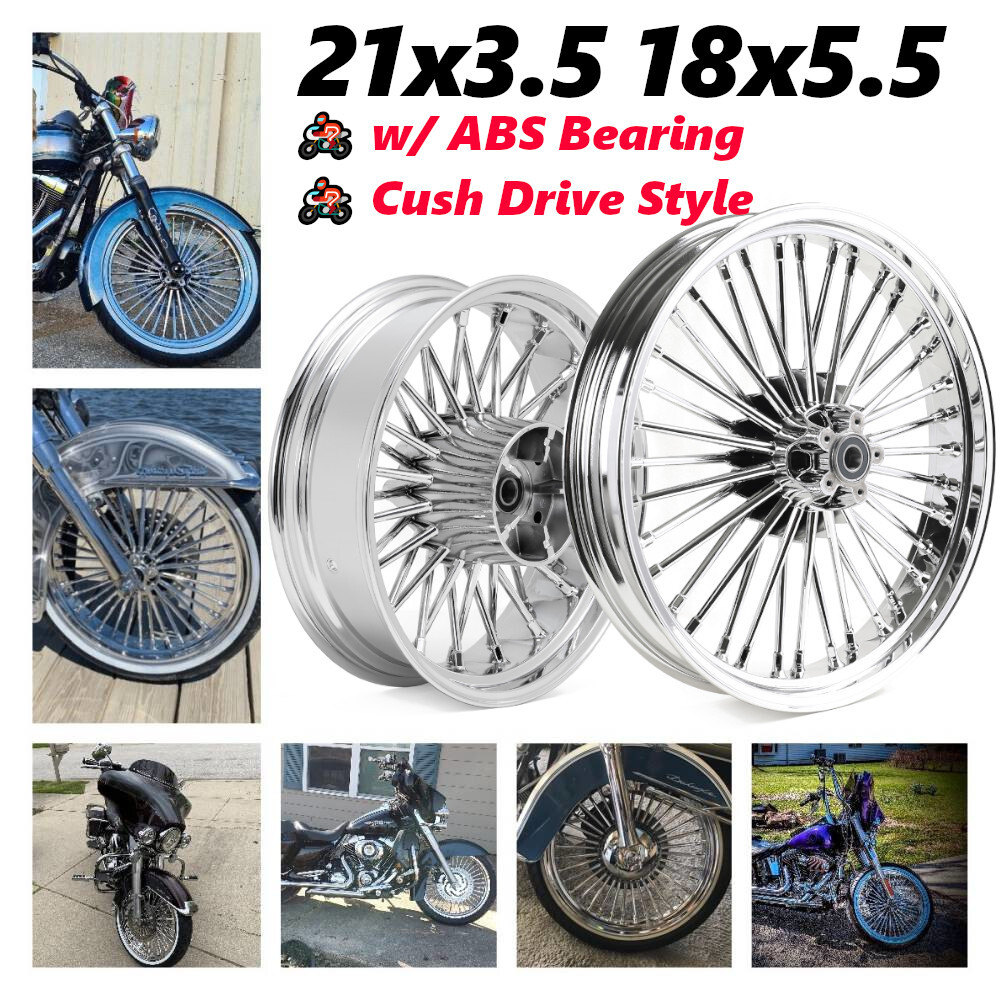 For Harley Touring 21X3.5 18X5.5 Fat Spoke Wheels Rotors Street Road Glide 09-23