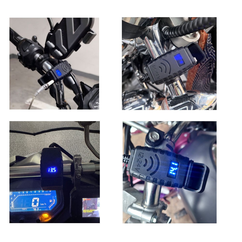 Motorcycle USB Type C Port | 12V Voltmeter QC3.0 Fast Charger for 7/”Handlebar