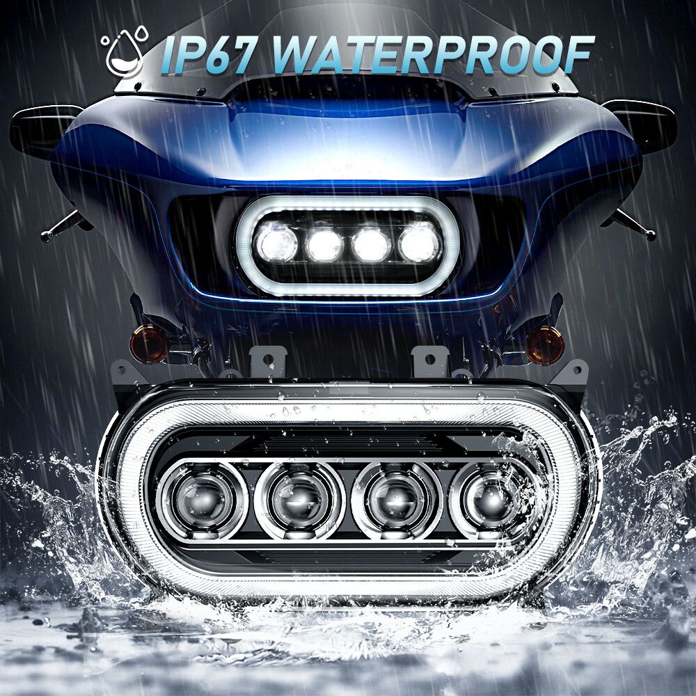 Dot 120W High Power LED Headlight with DRL Hi-lo Beam For Road Glide 2015-2023