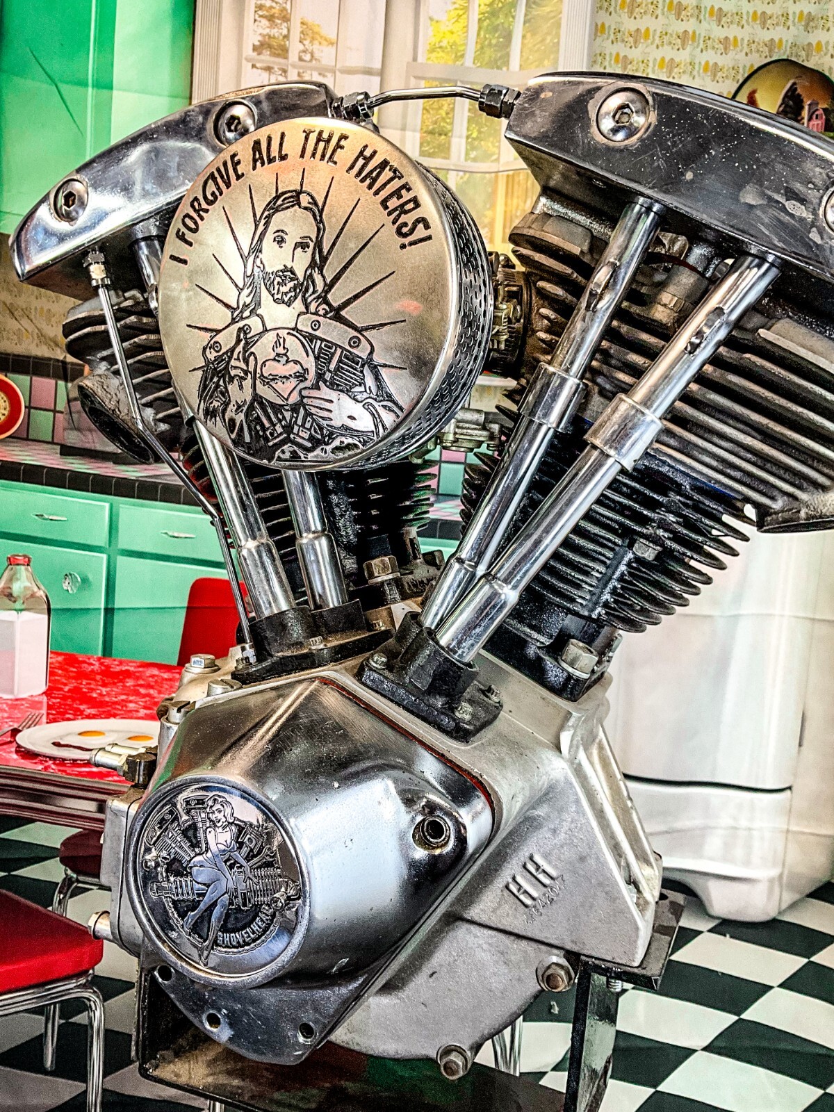 Pinup Polished Aluminum Shovelhead Points Timing timer Cover for Harley Davidson