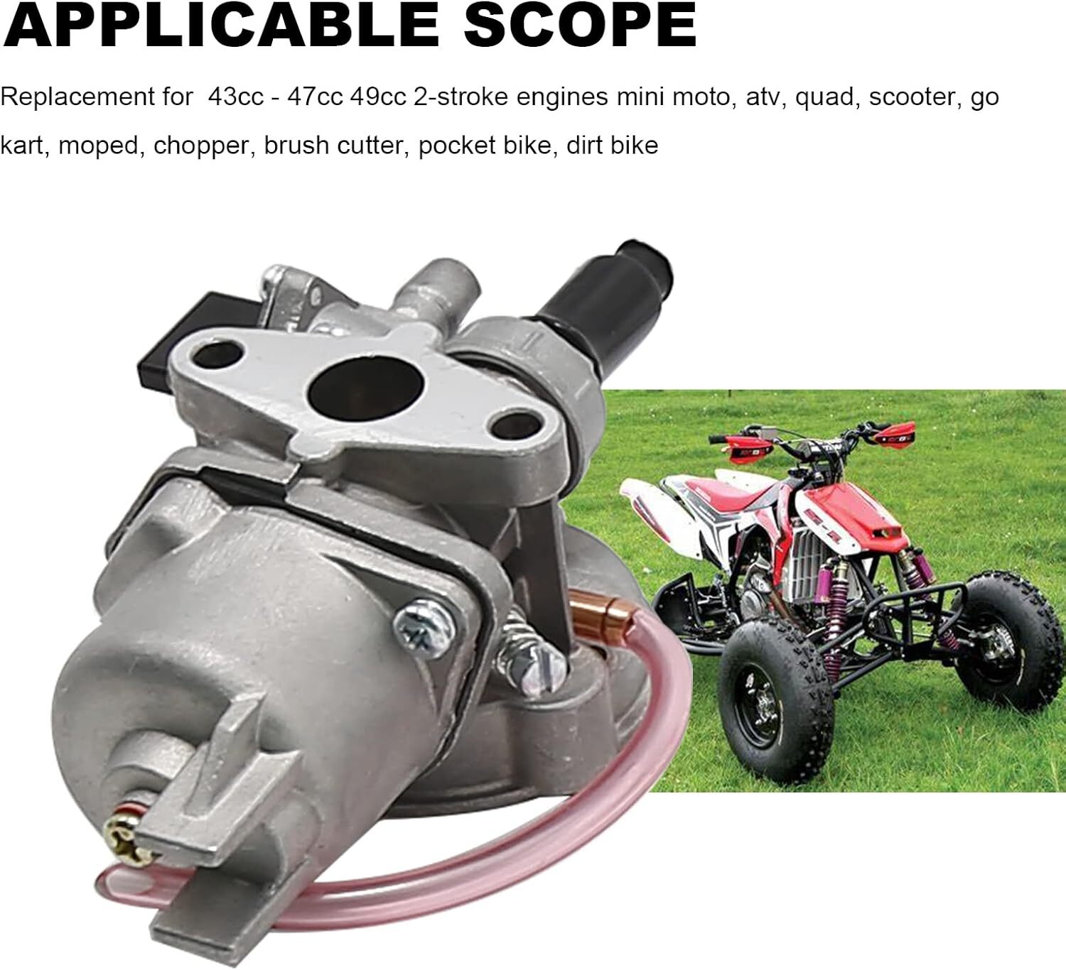 Carburetor For 47cc 49cc 50cc 2 Stroke Pocket Rocket Dirt Bike Mini ATV Quad