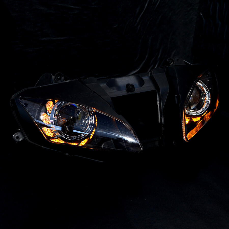 Amber angel eye halo projector headlight assembly for yamaha YZF R6 2006 2007
