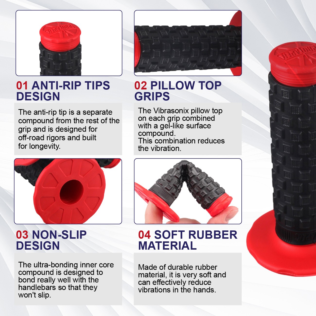 2PCS 7/8″ 22mm Handlebar Grip Soft Rubber Comfort Racing Grips for CRF150F XR 50