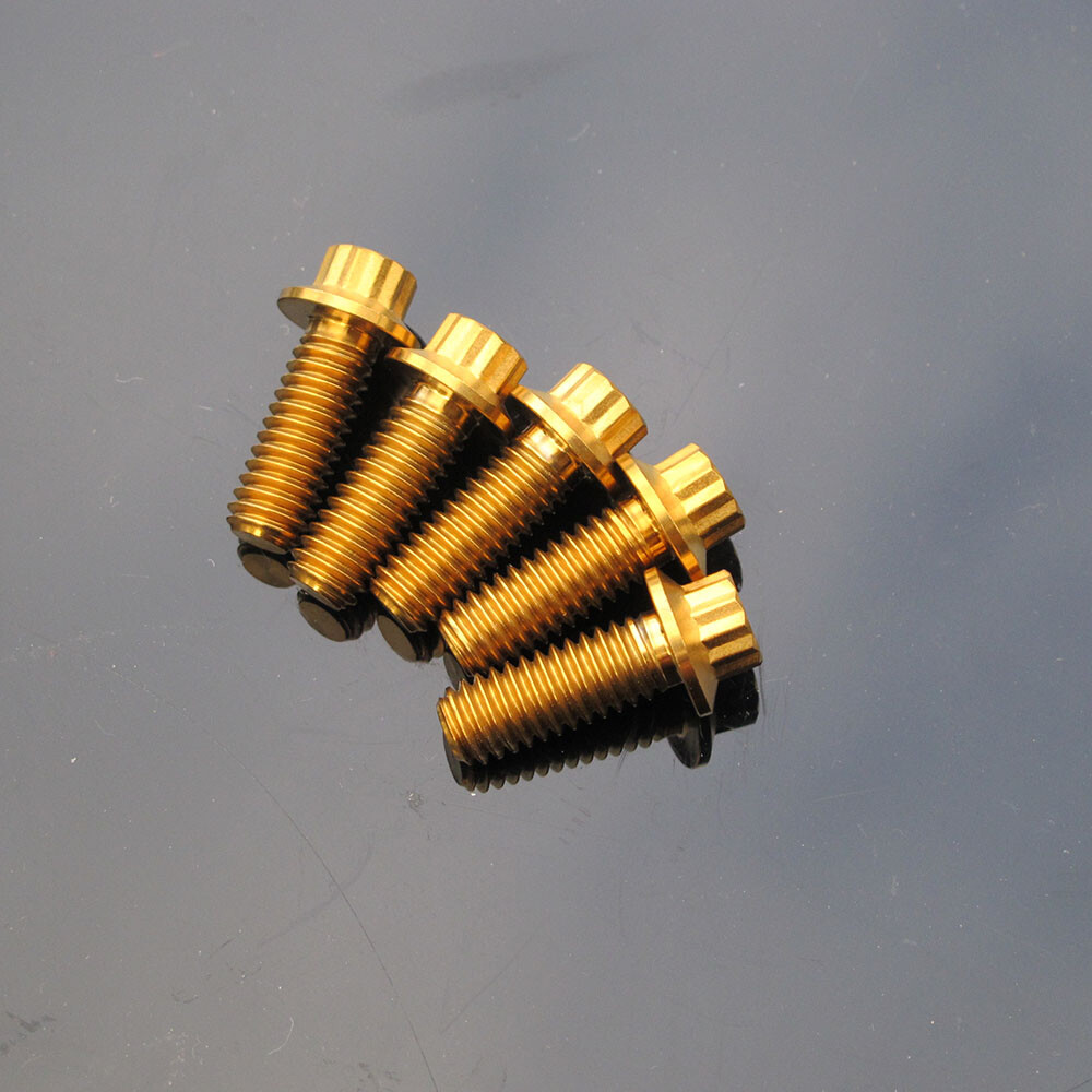 5PCS Gold Titanium 5/16″-18-1.0“ Front Brake Rotor Disc Screws Bolts for Harley