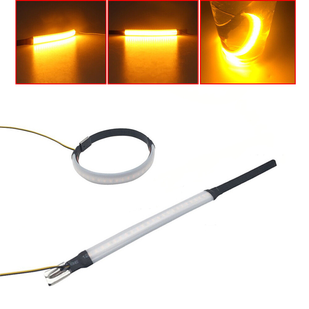 2x Motorcycle Parts Amber LED Fork Turn Signal Indicator Lights Strips Universal