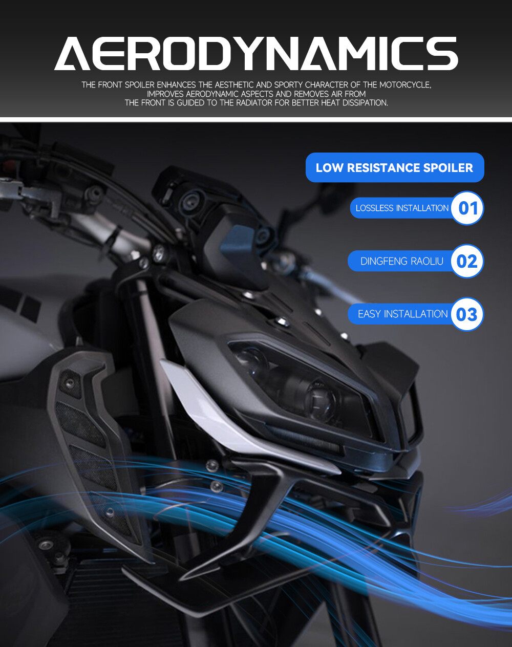 Downforce Naked Frontal Spoilers Winglet Aerodynamic For Yamaha MT-09 2017-2020