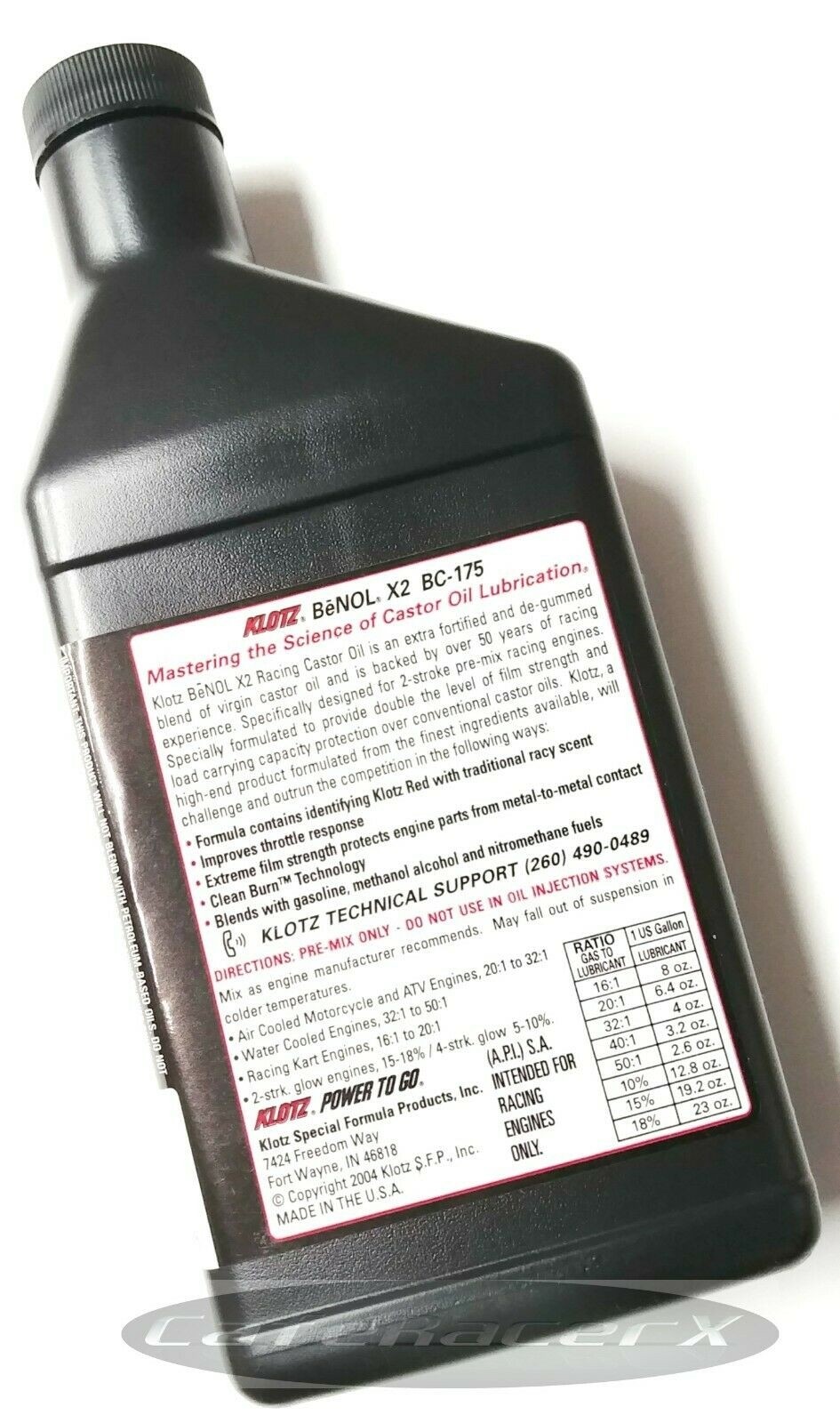 Klotz Benol Racing Castor Oil High Performance 2 Stroke Premix Oil 16oz 1 Pint