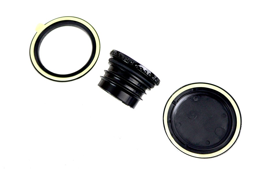 Flush Mount Gas Cap & Left Side Tank Cap Kit Black fits Harley Davidson