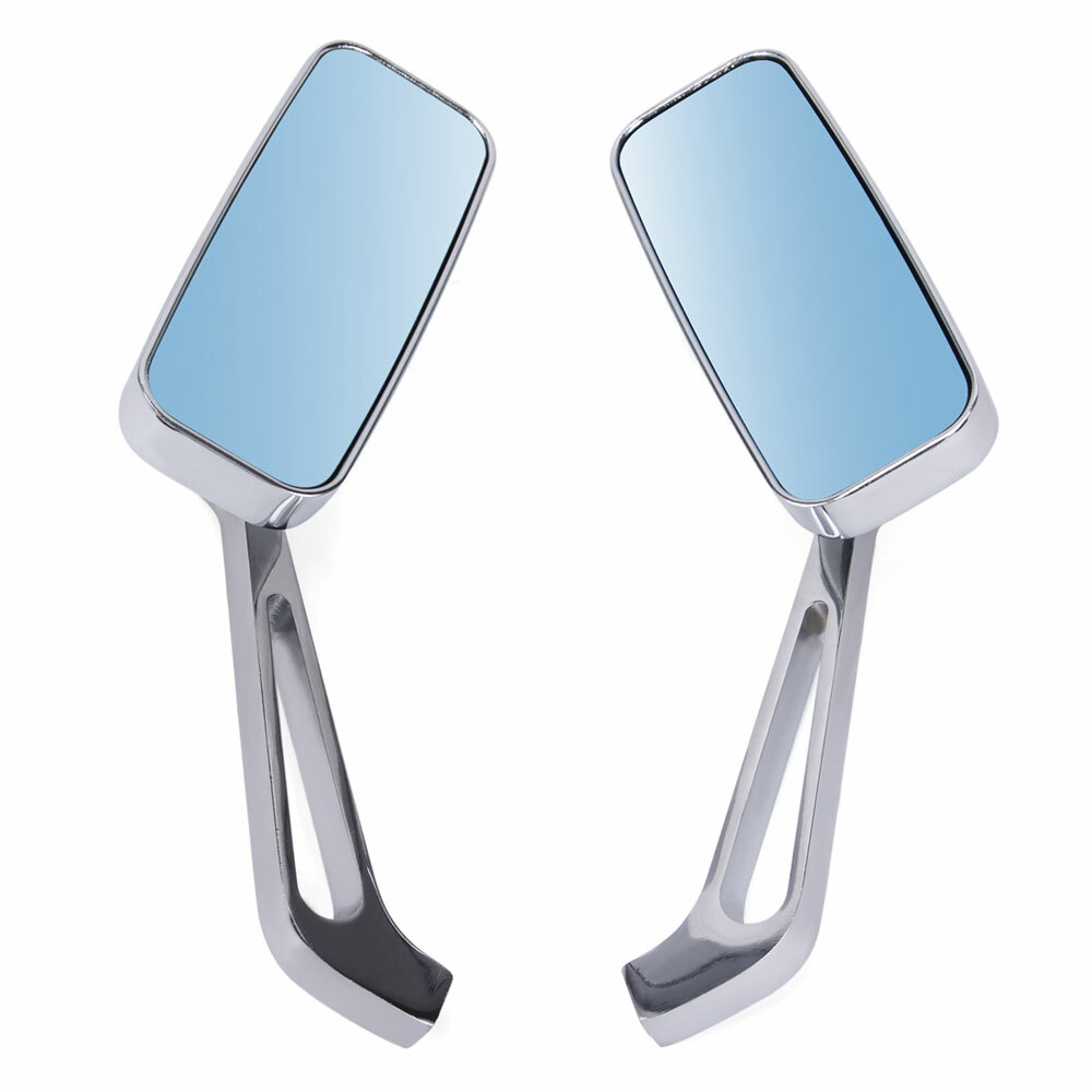 Chrome Rectangle Motorcycle Rearview Side Mirrors For Harley Honda Suzuki Yamaha