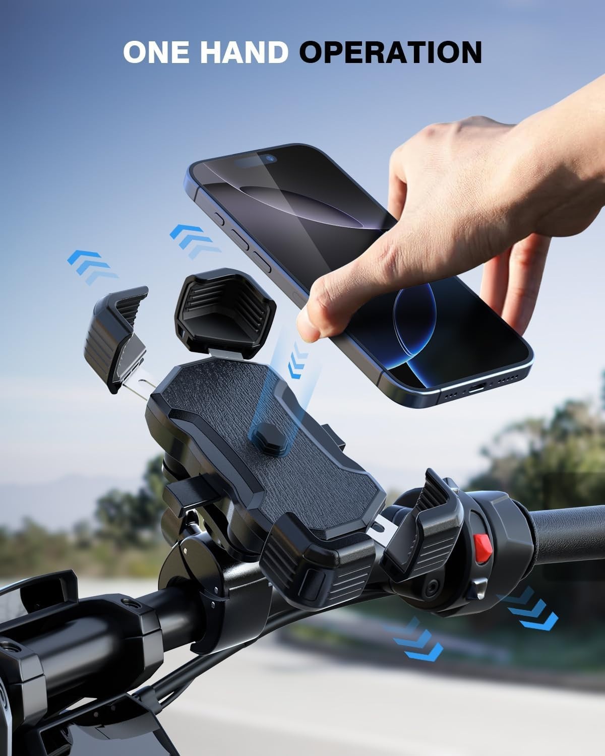 Bike Phone Holder with Vibration Dampener Anti-Shake Motorcycle Cell Phone Hold