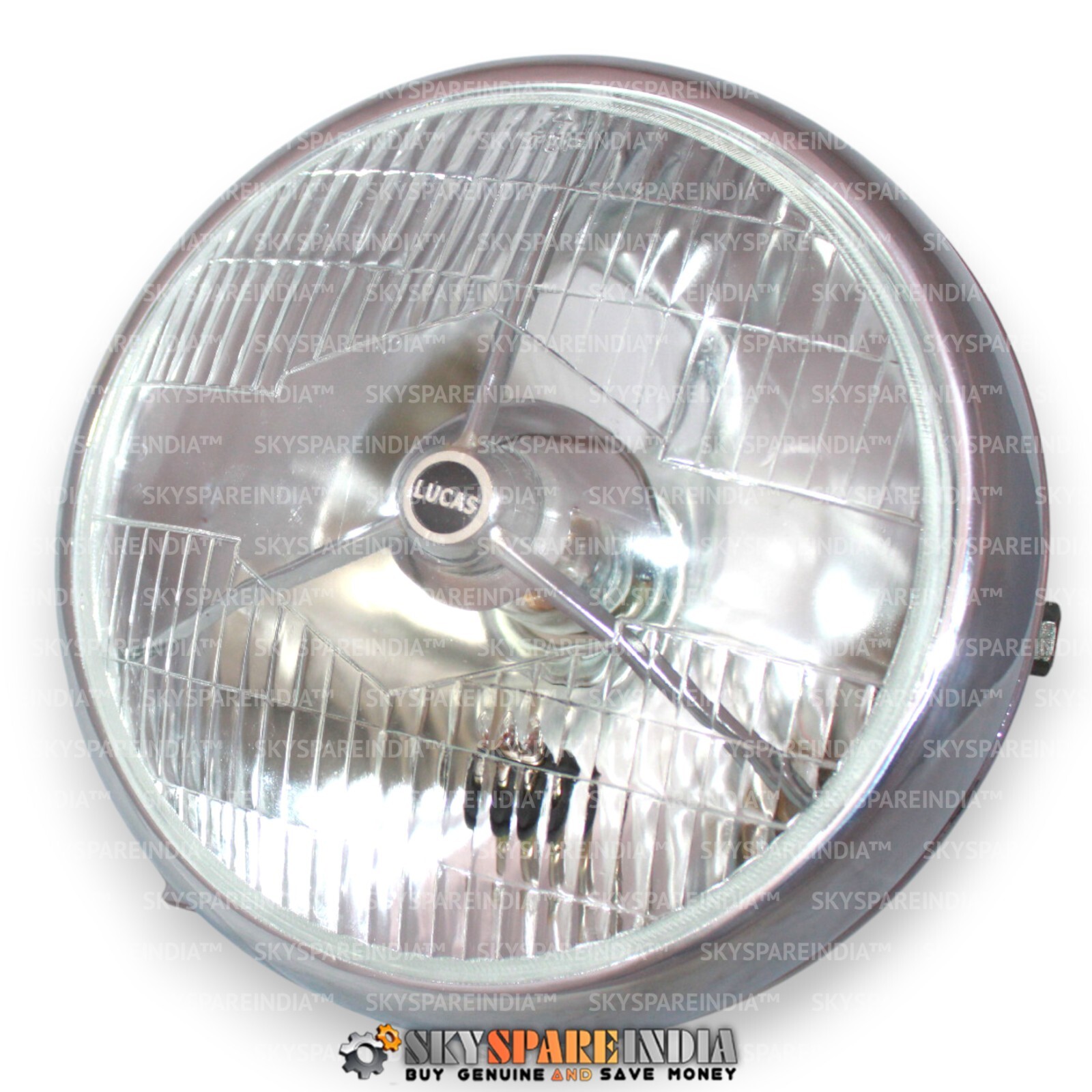Lucas 7″ Tripod Headlight Assey Compatible With Royal Enfield BSA Norton Triumph
