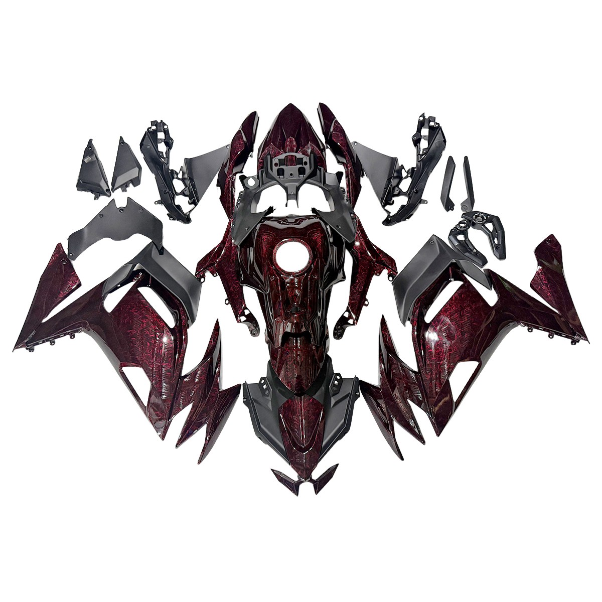 Red Forged Pattern Fairing for Kawasaki ER-6F Ninja 650R 2017 2018 2019 Bodywork