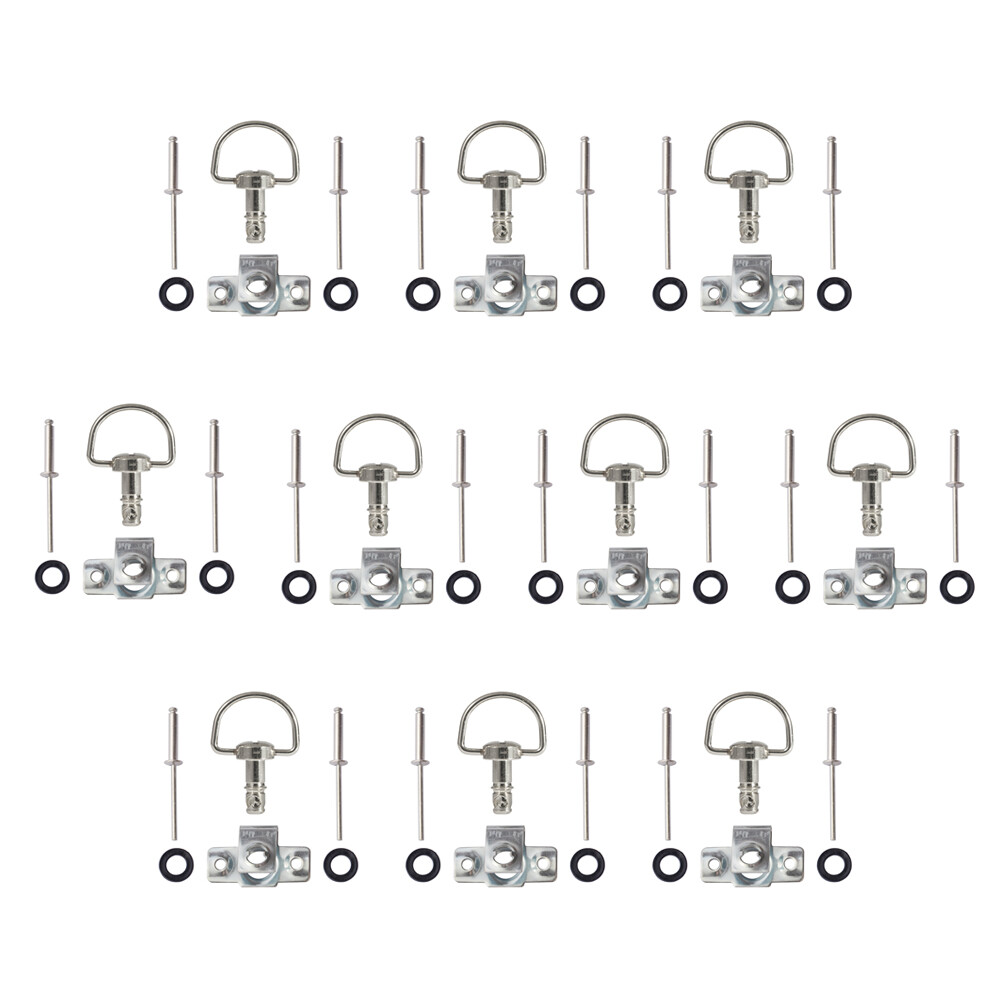 USA Quick Release 1/4 D-Ring Fasteners Turn Race Fairing Rivet 17mm Silver 10Set