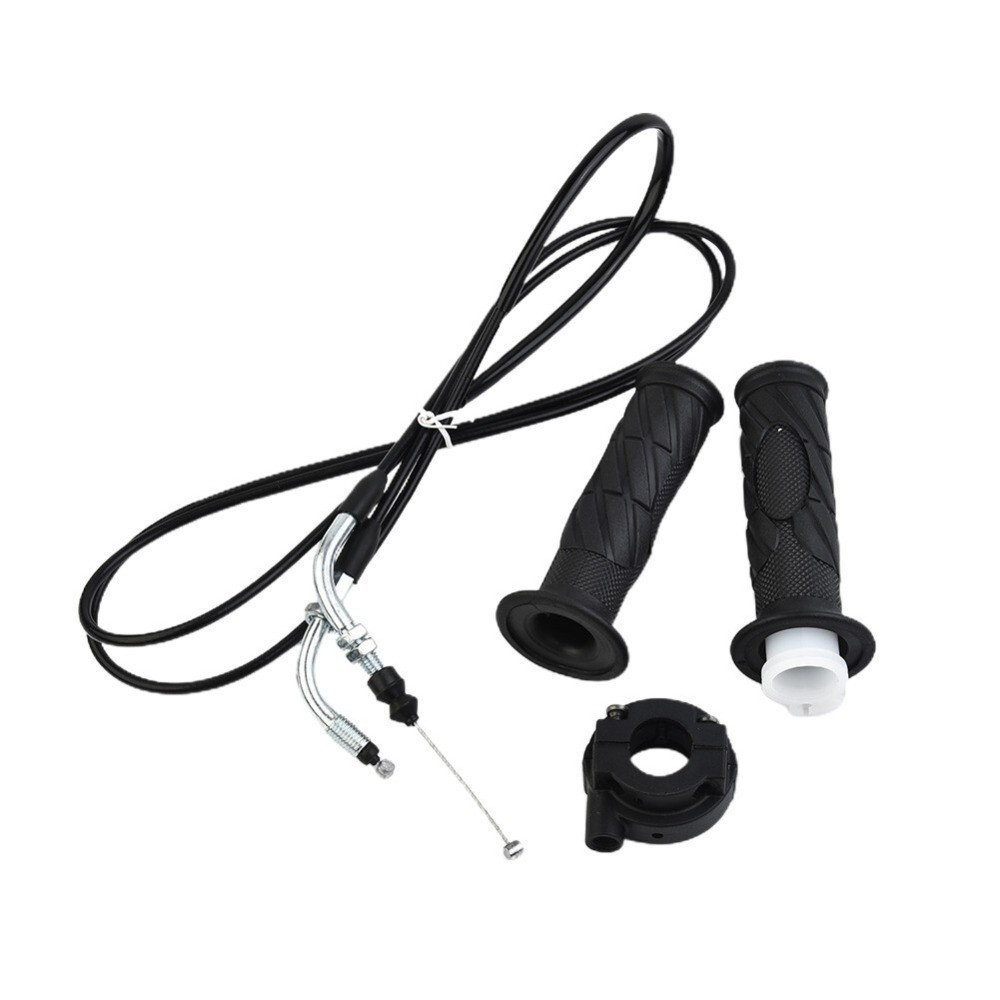 2Pcs Hand Grip Throttle Cable Metal Rubber Spare 1 Pair Throttle Black Turn