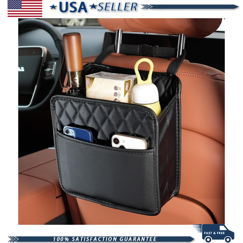 Car Seat Back Hanging Storage Organizer, 2-Pack, Multi-Pocket Document Bottle Ho
