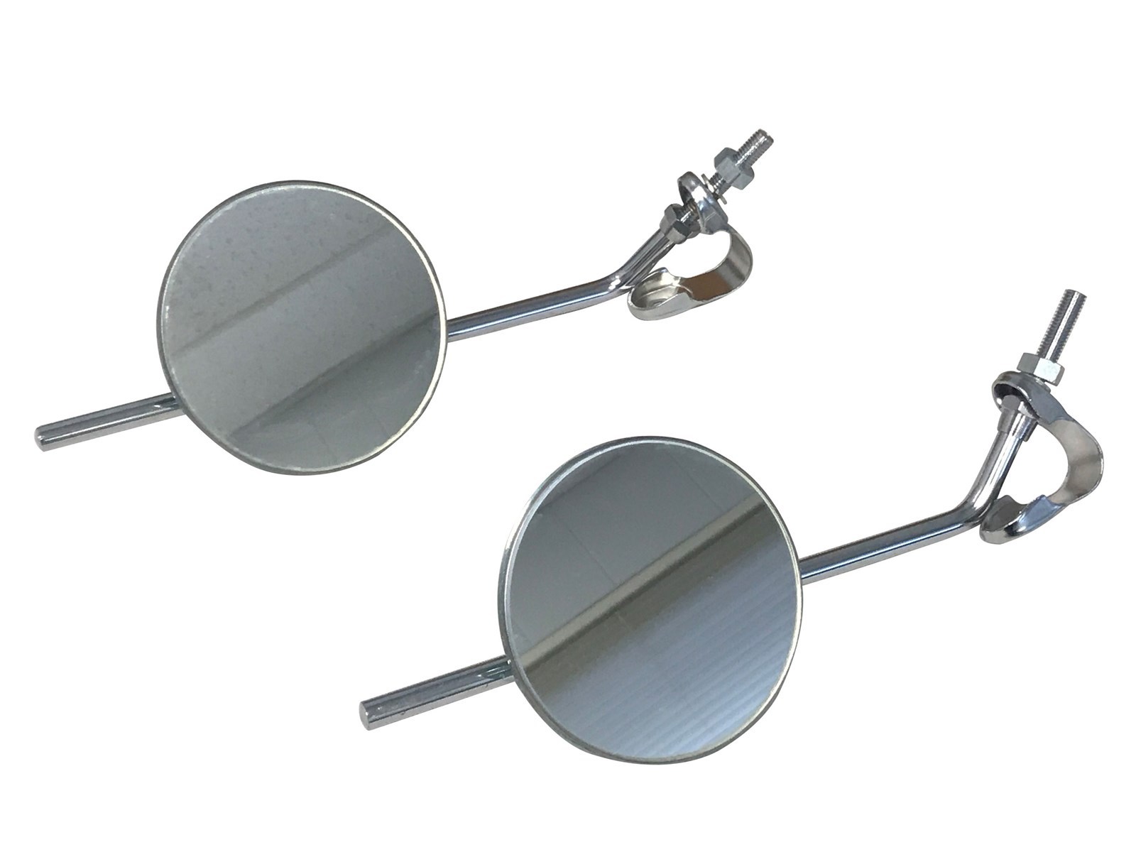 Pair of 4″ Round Chrome Mirrors w/ 8-1/2″ Stem Universal Motorcycle Minibike