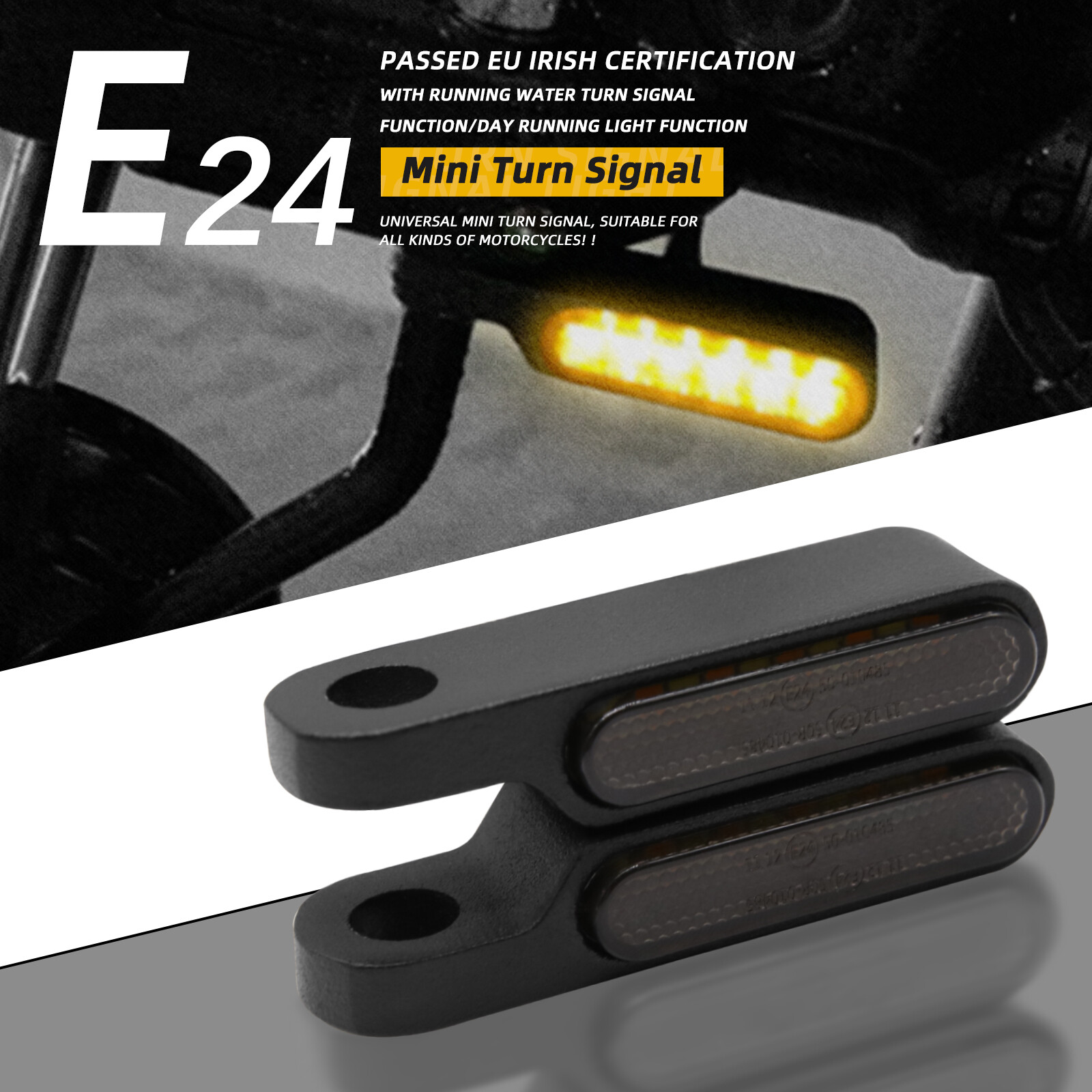 1 Pair Mini Motorcycle LED Turn Signal Amber & White Running Light For Harley