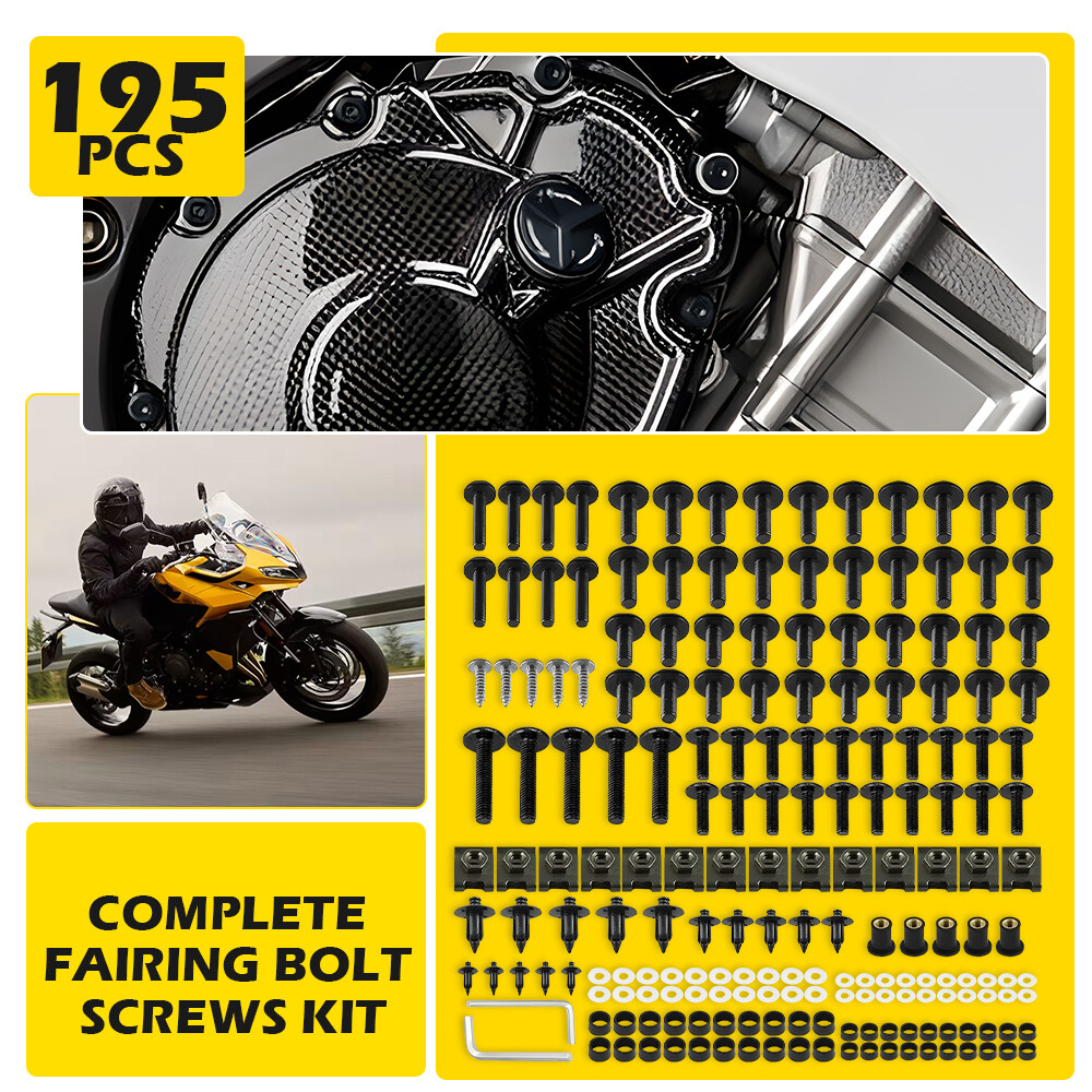 195PCS Motorcycle Complete Fairing Bolt Kit Body Screws Set Accessories Parts US