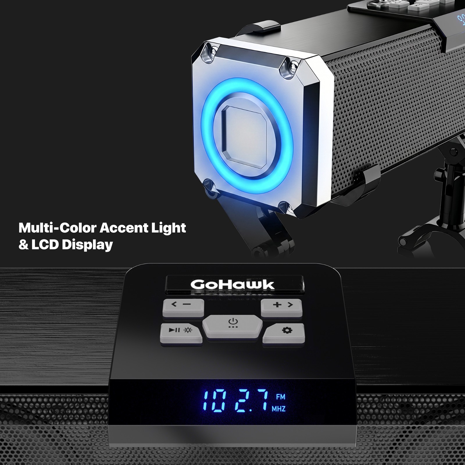 Waterproof Bluetooth Motorcycle Stereo 2 Speaker Soundbar Audio Radio MP3 System