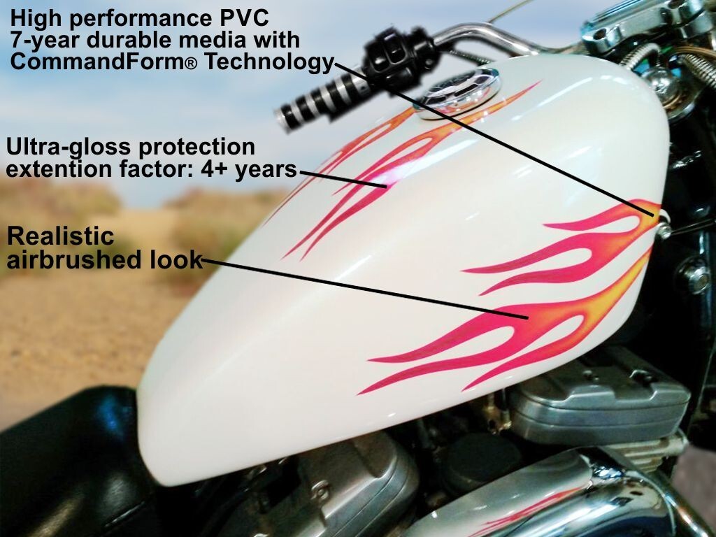 Hot Rod Motorcycle Flame decals Green & Purple 6pc kit for Harley Honda Bobber
