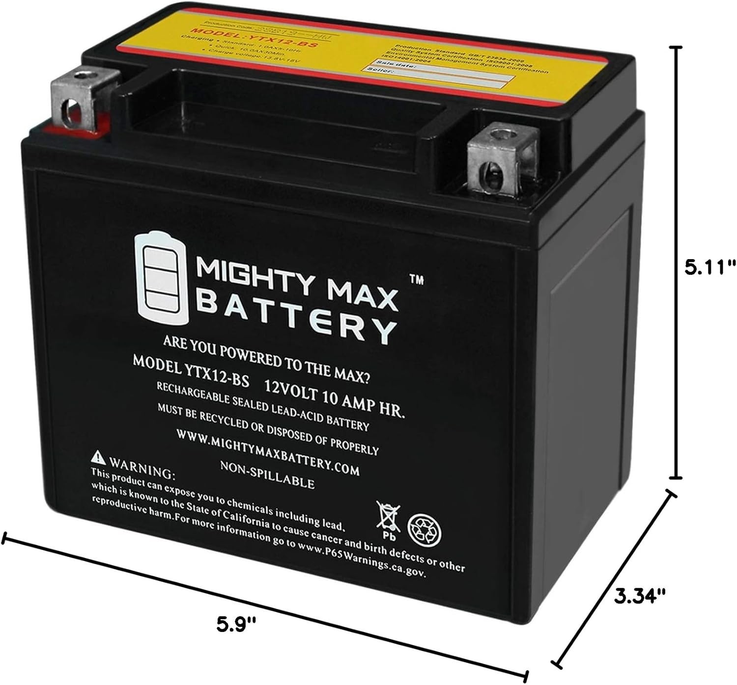 Compact 12V 10AH Motorcycle Battery with 180 CCA – Universal Fit & Reliable