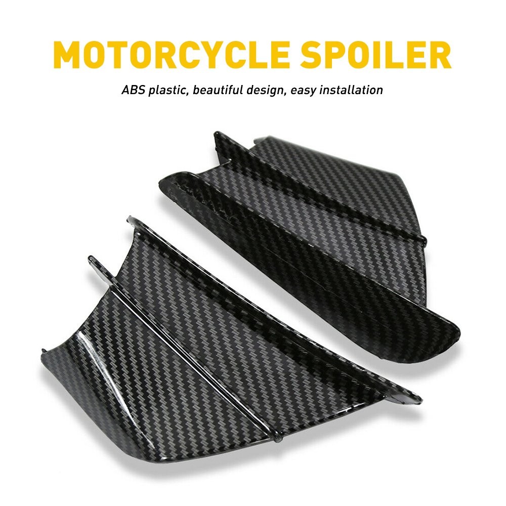 USA Carbon Fiber Universal Motorcycle Side Winglet Wing Spoiler Gloss Black 2PCS
