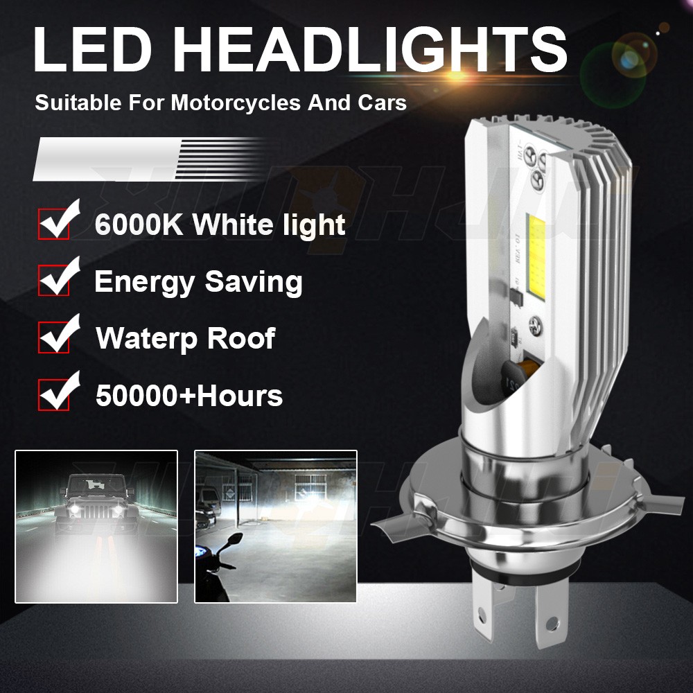 H4 6500K LED Hi/Lo Beam Light Bulb XWQHJW Super Bright Headlight For Motorcycle