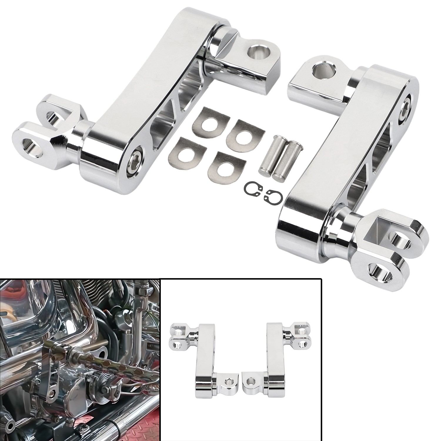 Chrome Foot Peg Extensions Mount For Harley Dyna Wide Glide FXDWG Fat Bob FXDF