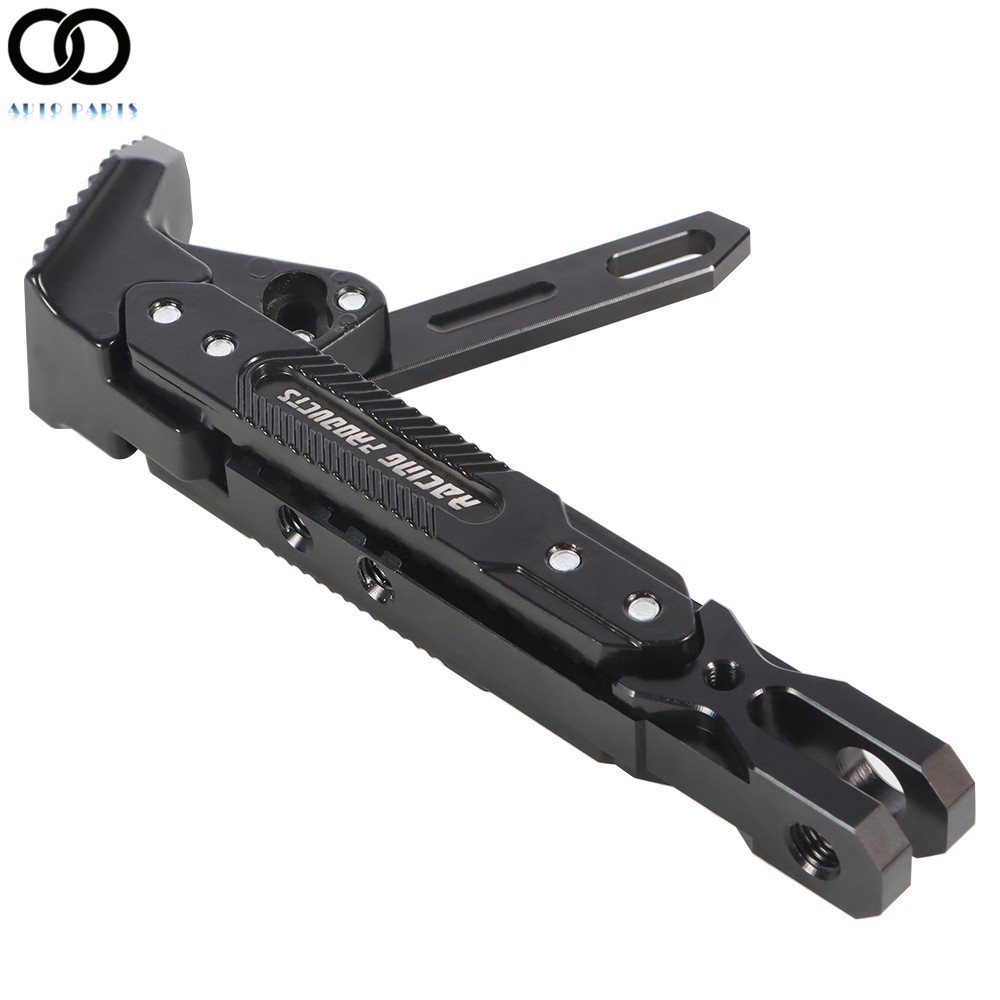 Adjustable CNC Aluminum Alloy Kickstand Motorcycle Foot Side Support Stand Black