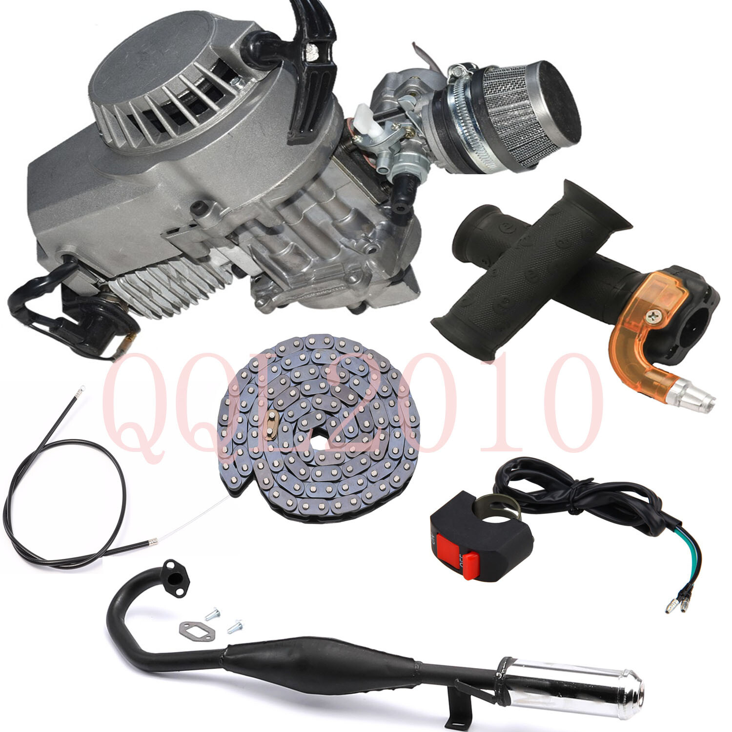 49cc 52cc Stroke Engine Motor Exhaust Grips Pocket Dirt Bike ATV Scooter Go Kart