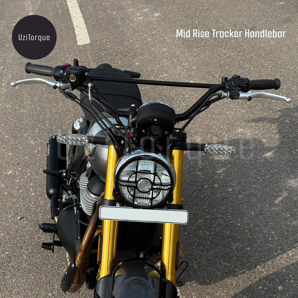 Mid Rise Tracker Handlebar Fit For RE Bear 650 (With Extended Cables) (Black)