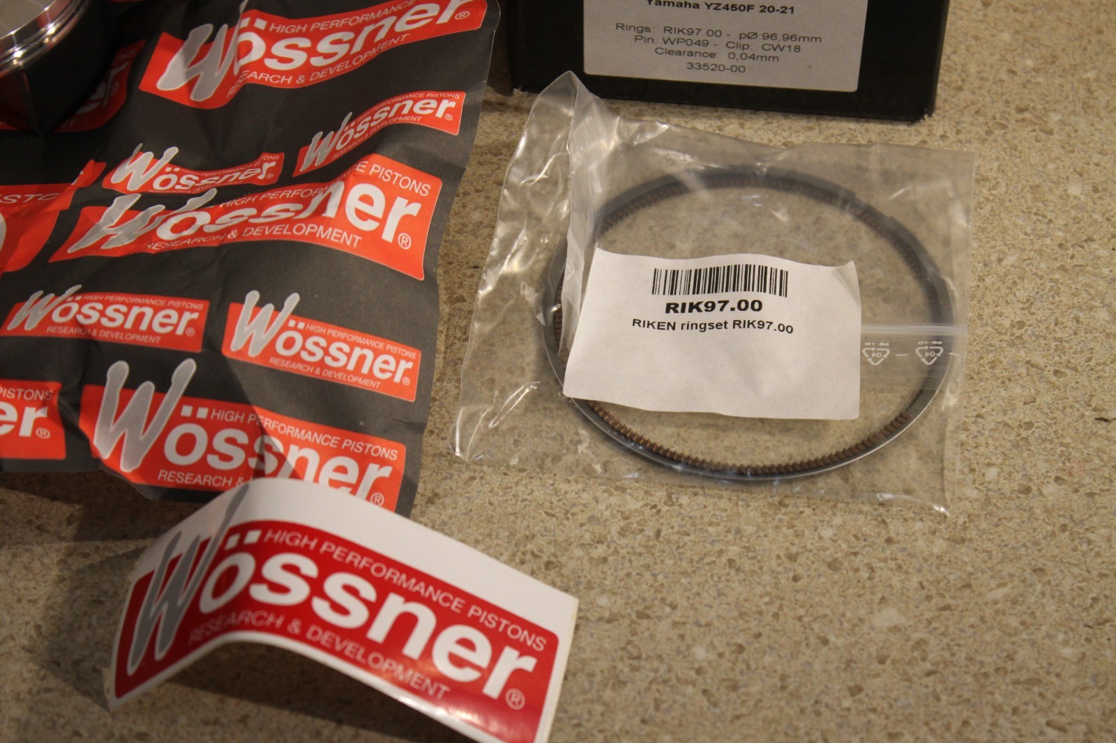 2020-2022 Yamaha YZ450F Wossner 14.0:1 High Compression Piston Kit 8768 KC10