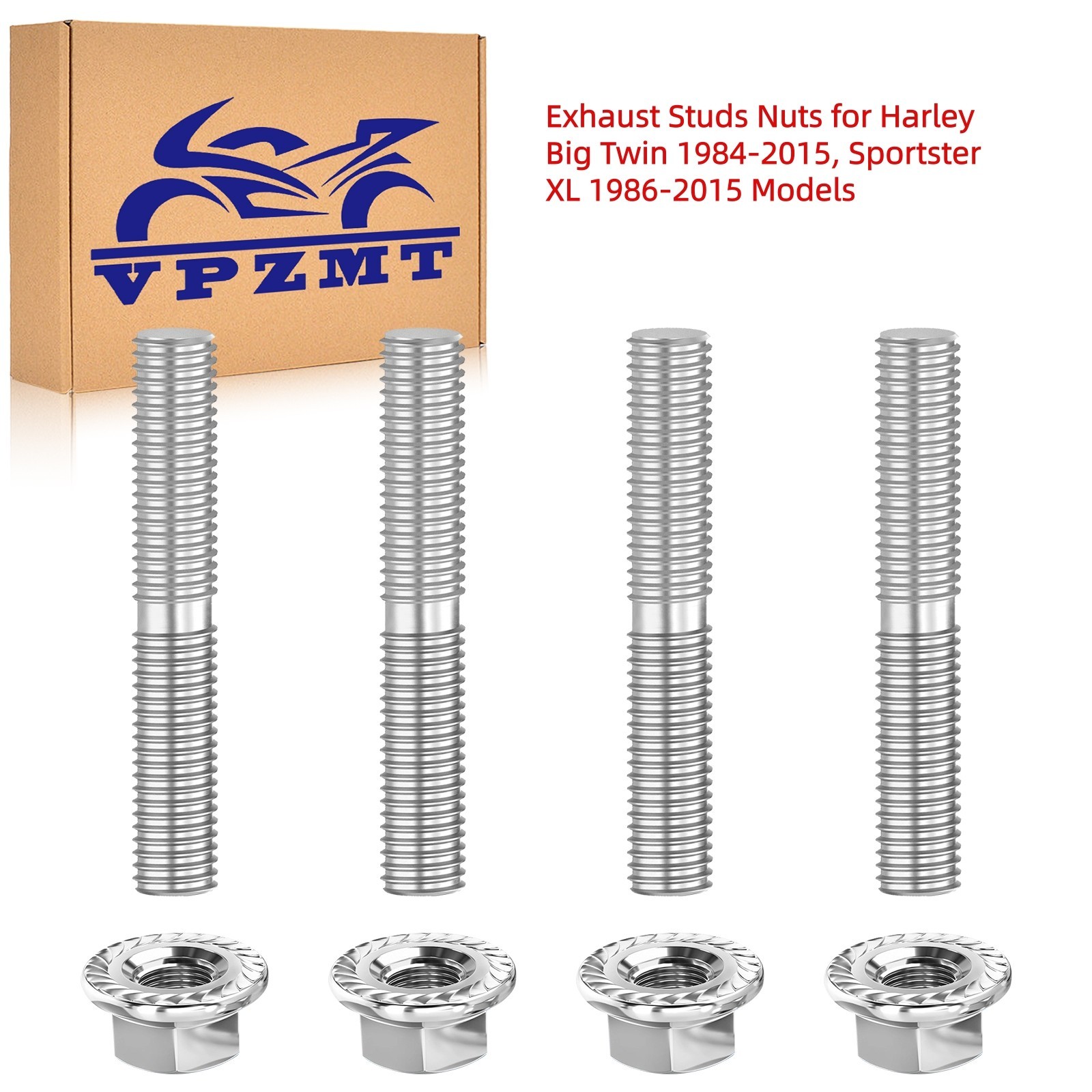 Exhaust Studs Nuts for Harley Big Twin 1984-2015,Sportster XL 1986-2015 Models