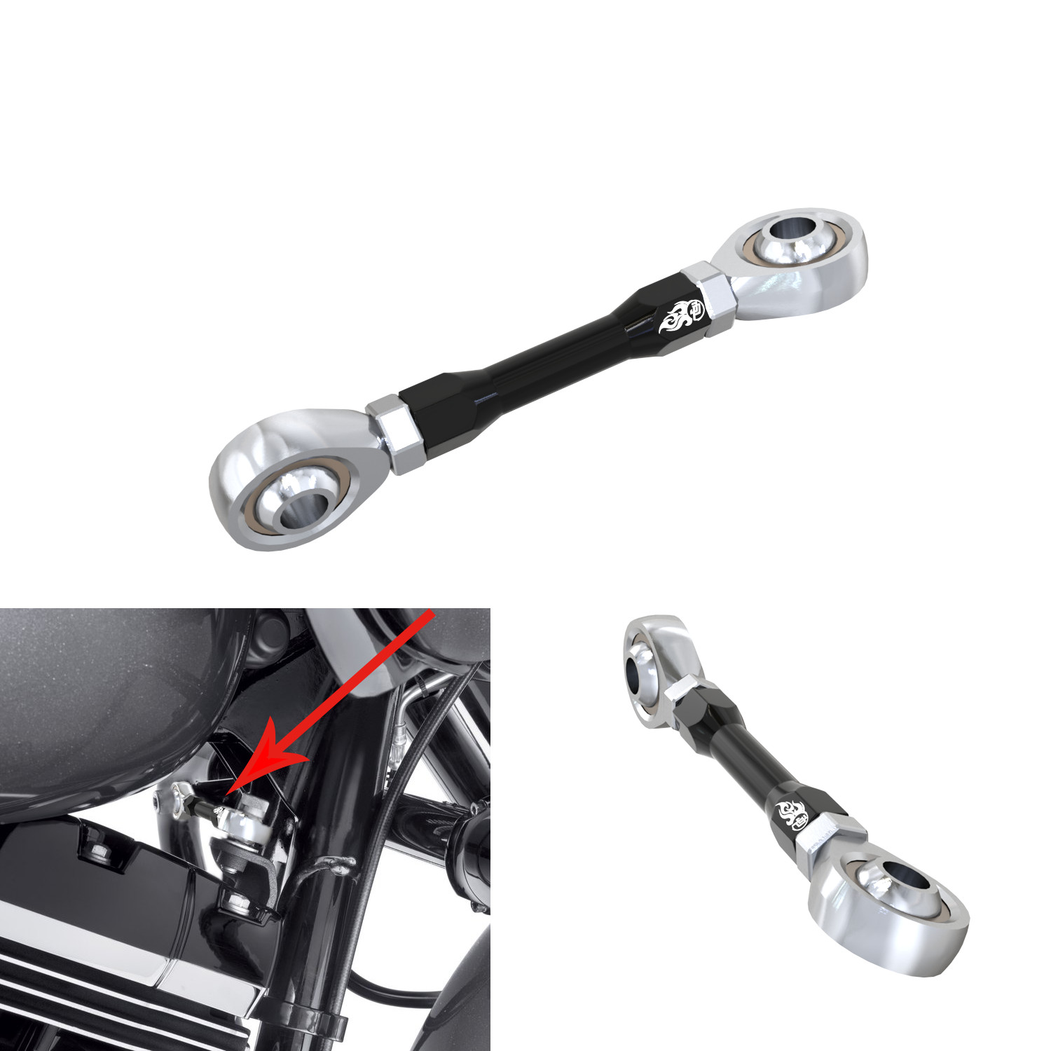 Black Engine Mounts & Stablizer Linkage Rod Fits Harley Davidson 09-2024 Touring