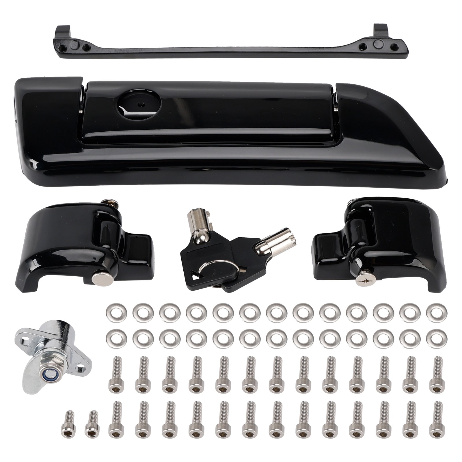 HINGES AND LATCH LOCK KIT BLACK FOR TOURING 2014-2023 REAR TOUR TRUNK PACK
