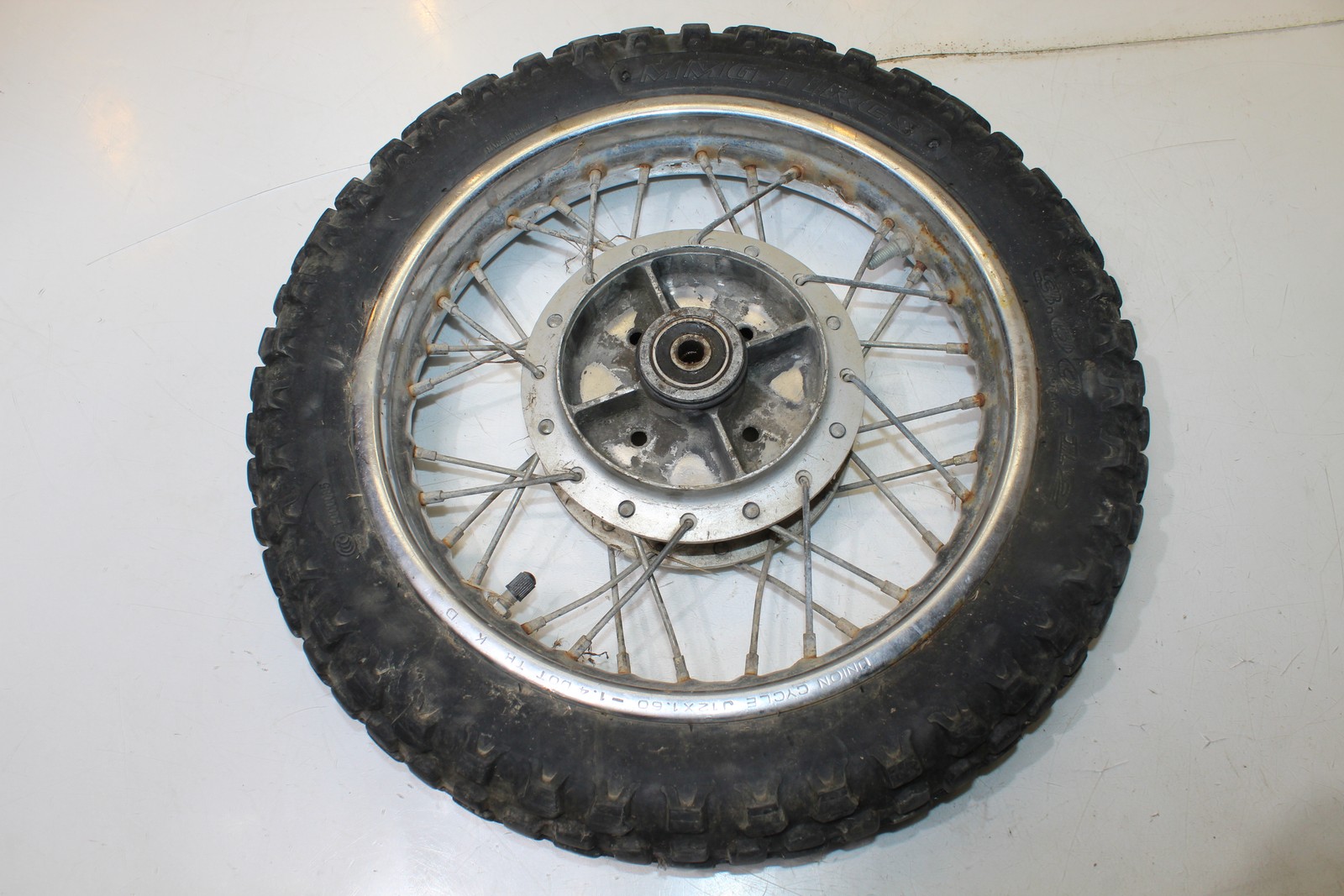 2005 Yamaha TTR90 Rear Wheel Rim W/ MMG 3.00-12 Tire Missing Spoke