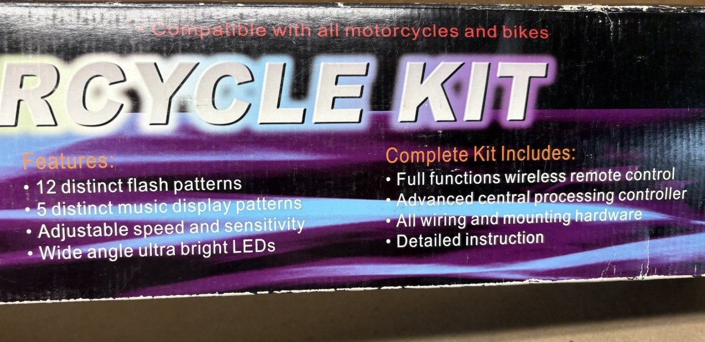 Million Color LED Motorcycle Light Kit Multi Color Function 6 pc x 8” NOS