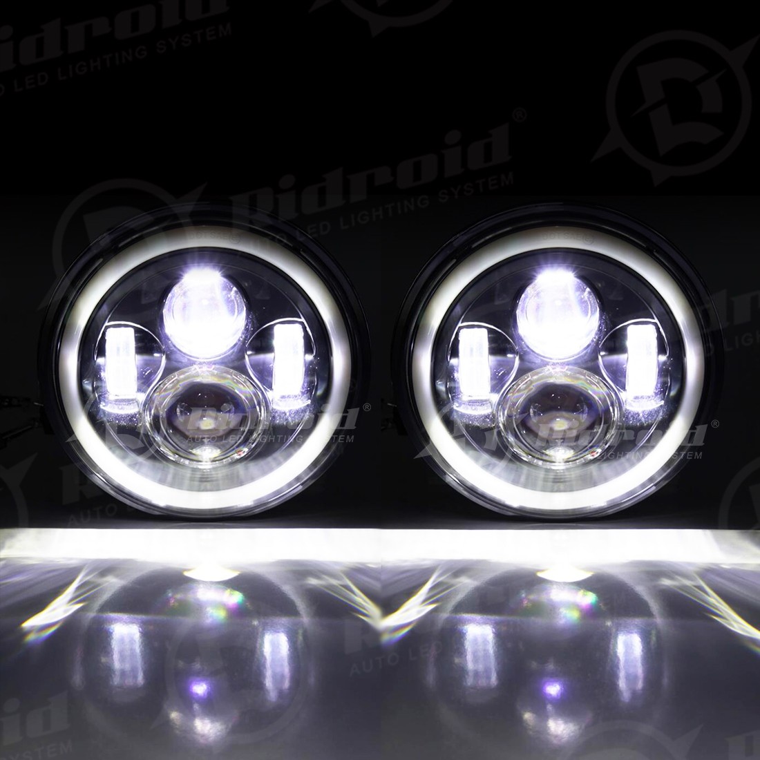 7” LED Halo Headlight Projector DRL For Harley Davidson Dyna Switchback