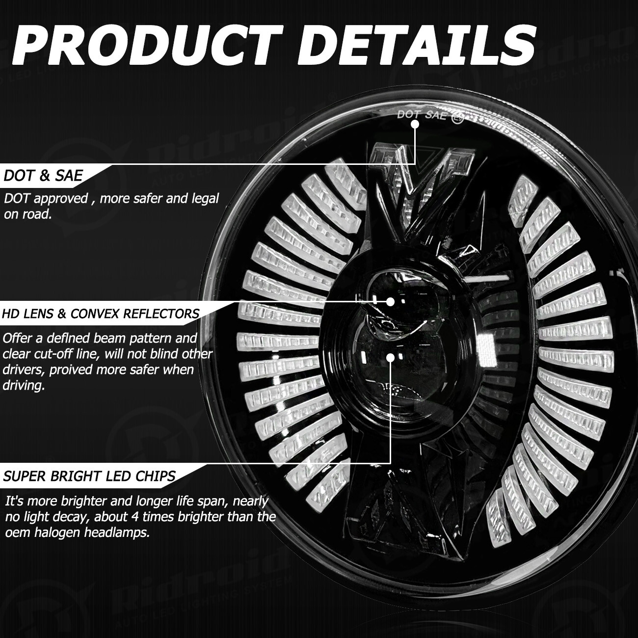 7″ Inch LED Headlight with Turn Signal for Harley Heritage Softail Classic FLSTC