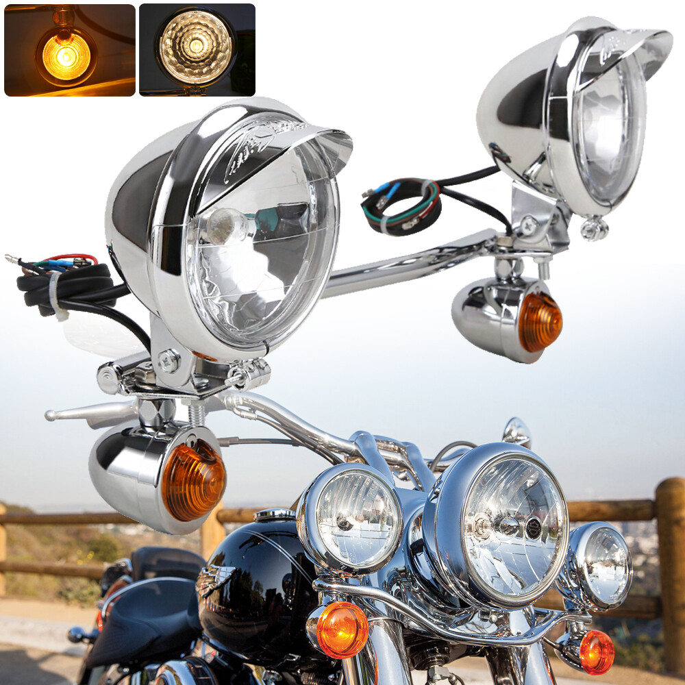Passing Turn Signal Lamp Driving Fog Spot Light Bar Set For Harley Motorcycle US