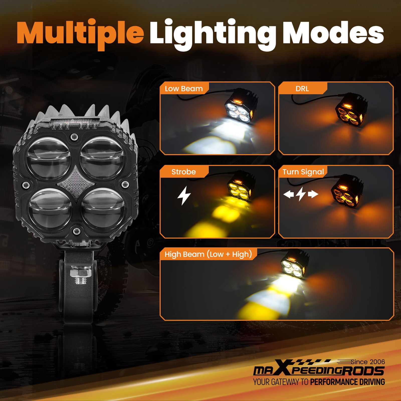 120W Auxiliary LED Motorcycle Spotlights for SUV Truck IP67 Waterproof