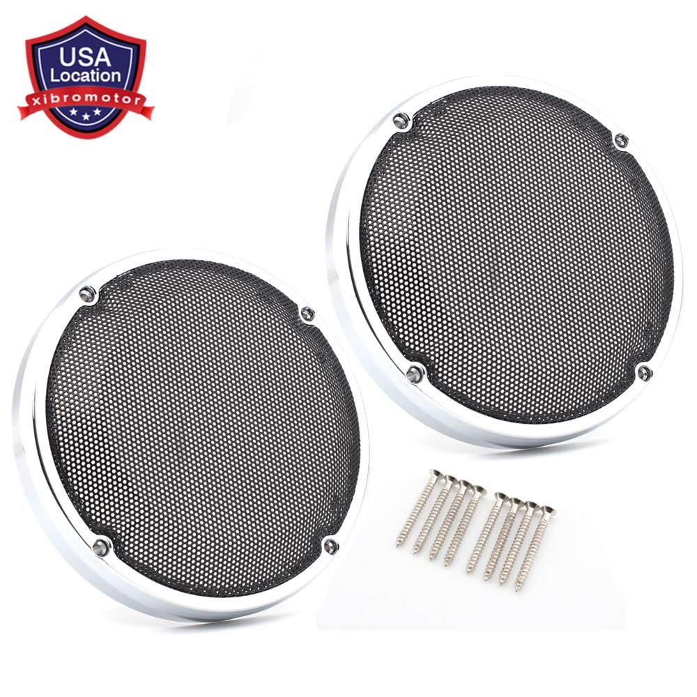 Fit for Harley Touring 1983-2023 Chrome 6.5″ Saddlebag Lid Speaker Grill Covers
