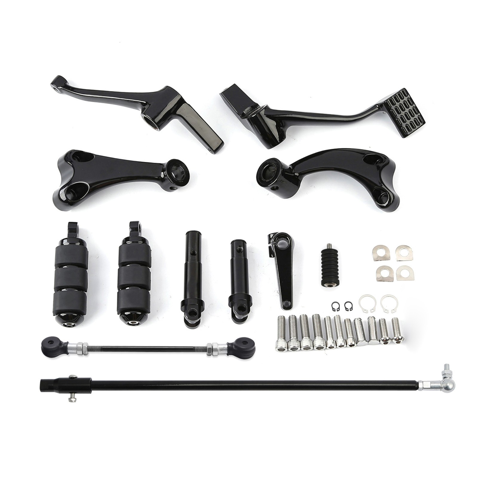 Black Forward Controls Kit Pegs Levers Linkages Fit For Harley Sportster 2014-22